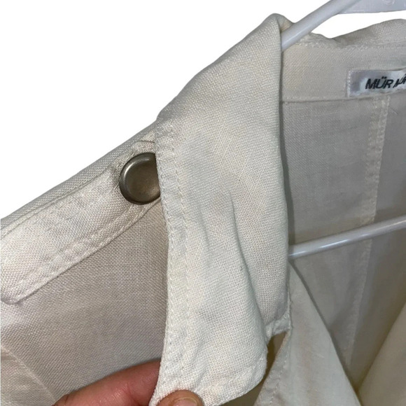 Mur Mur white studded linen double breasted moto military style zipper jacket - Picture 6 of 12